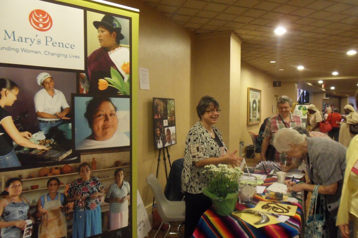 LCWR Assembly Attendees visiting the Mary's Pence exhibit booth