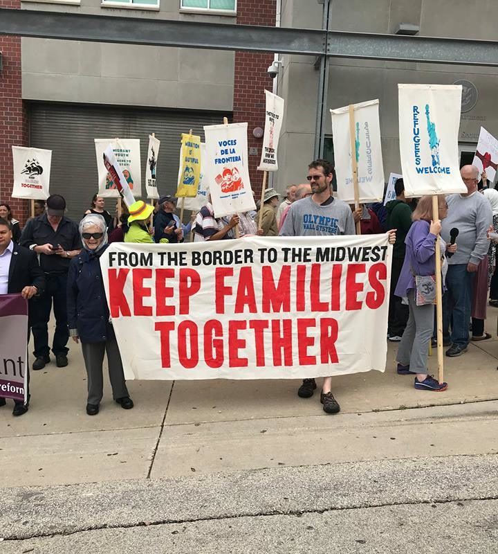 Milwaukee New Sanctuary Movement with "Keep Families Together" sign