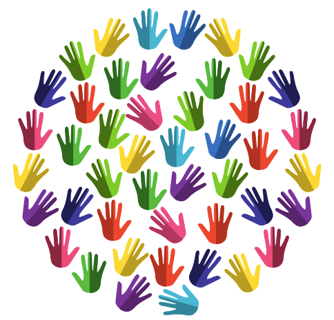 Multicolored Hands in a circle